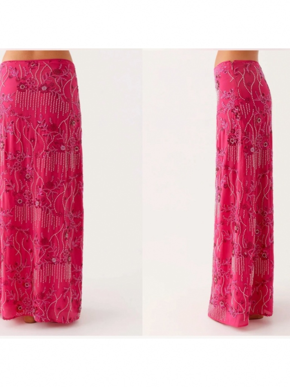 Corinna Low Rise Sequin Maxi Skirt - Fuschia - Picture 3 of 5